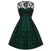 Jawbreaker - Penny Taffeta & Lace Flare Kleid - Spitzenblumen - Grün/Schwarz Product image